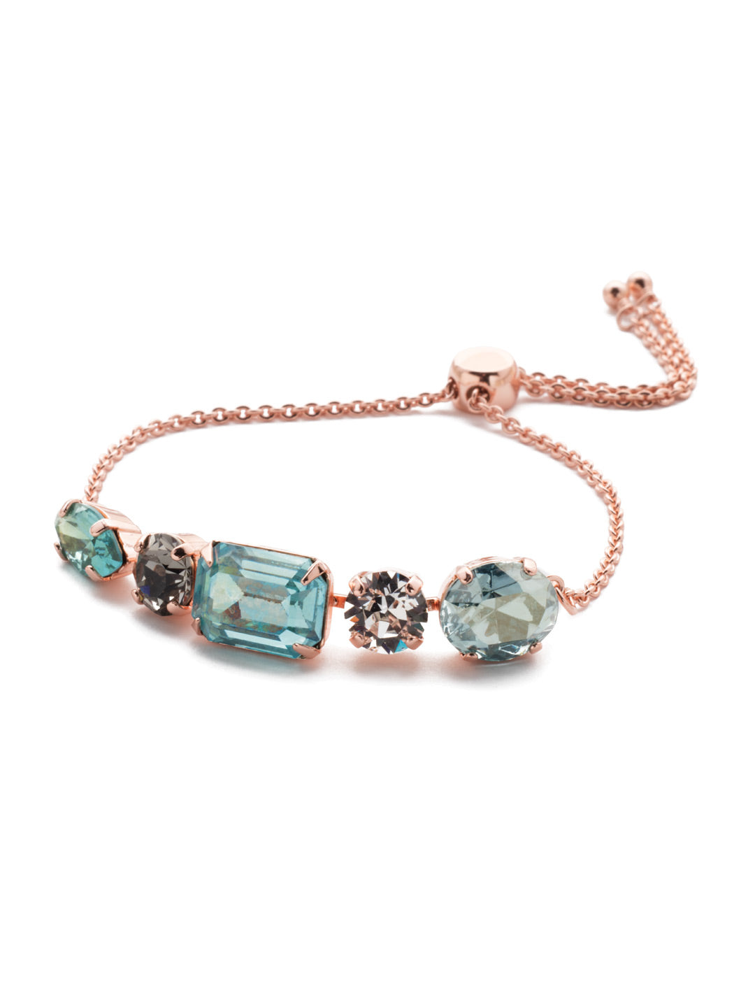 Martina Slider Bracelet - BET6RGCAZ - <p>The Martina Slider Bracelet gives sparkle fans a bit of everything they love in cushion emerald, round and navette crystals. Just adjust to your wrist size and go. From Sorrelli's Crystal Azure collection in our Rose Gold-tone finish.</p>