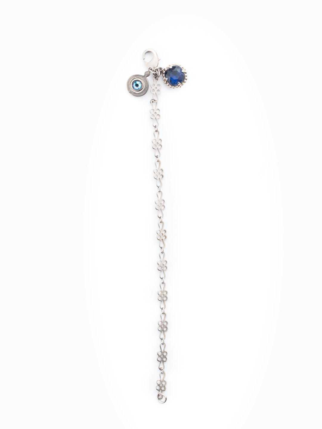 Chantal Charm Bracelet - BEU99ASEB - <p>Delicate eyelet bracelet, embellished with two charms; one a solitaire cut crystal the other a pendant. From Sorrelli's Electric Blue collection in our Antique Silver-tone finish.</p>