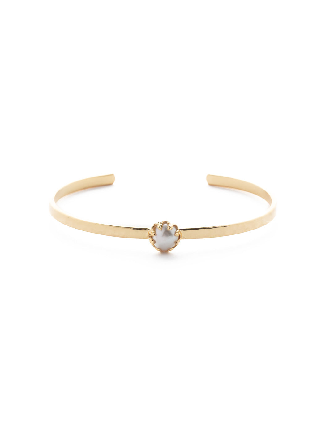 Aida Cuff Bracelet - BEV105BGCRY - <p>The Aida Cuff Bracelet features a single freshwater pearl on an adjustable cuff band. The dainty design makes it perfect for layering! From Sorrelli's Crystal collection in our Bright Gold-tone finish.</p>
