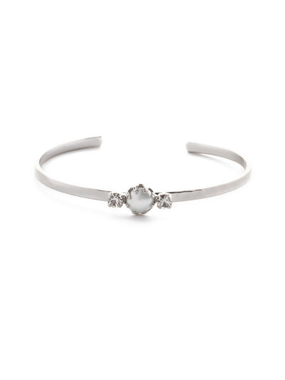 Kit Cuff Bracelet - BEV106PDCRY - <p>The Kit Cuff Bracelet features a single freshwater pearl nestled between two crystals on an adjustable cuff band. The dainty design makes it perfect for layering! From Sorrelli's Crystal collection in our Palladium finish.</p>