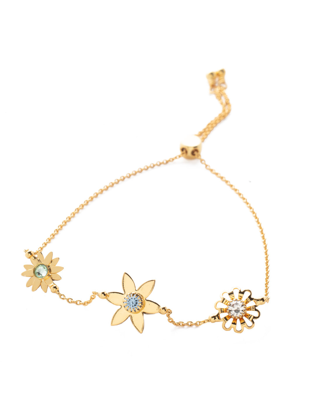 Normani Slider Bracelet - BEV1BGSPR - <p>The Normani Slider Bracelet celebrates spring with floral charm accents and crystals that shine bright. Slide it on and fit to size. From Sorrelli's Spring Rain collection in our Bright Gold-tone finish.</p>