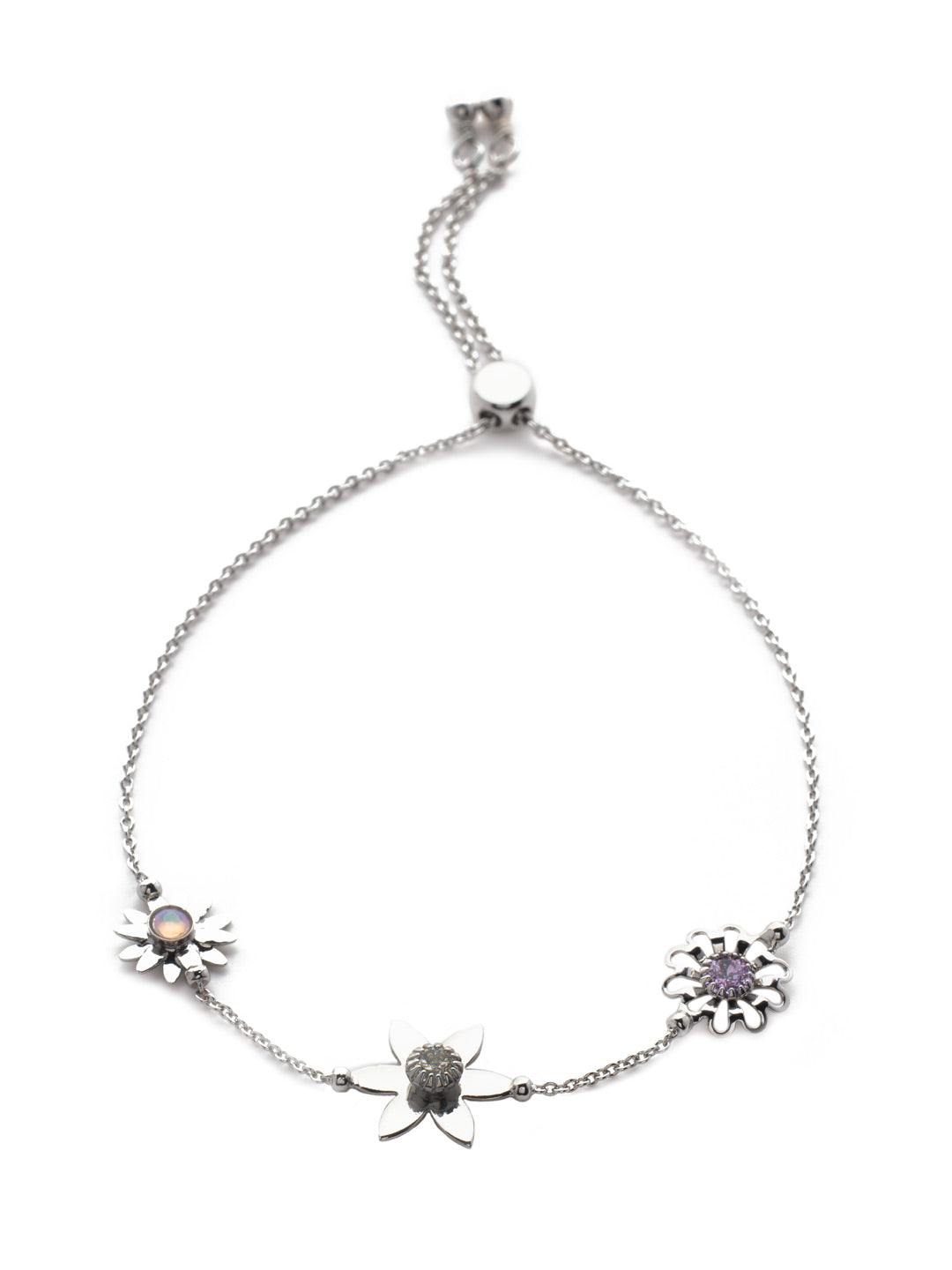 Normani Slider Bracelet - BEV1PDCCC - <p>The Normani Slider Bracelet celebrates spring with floral charm accents and crystals that shine bright. Slide it on and fit to size. From Sorrelli's Cotton Candy Clouds collection in our Palladium finish.</p>
