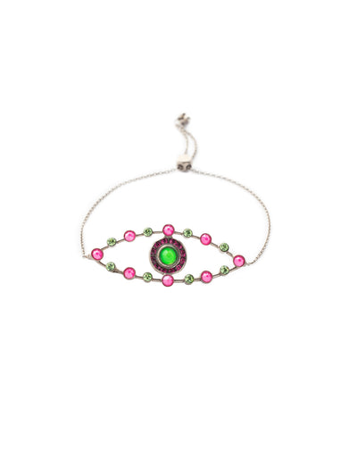 Evil Eye Slider Bracelet - BEV4ASWDW - <p>Slip on our Evil Eye Slider Bracelet to add a touch of edge to any outfit. Featuring an assortment of colorful crystals, this bracelet is sure to catch the eye of others. From Sorrelli's Wild Watermelon collection in our Antique Silver-tone finish.</p>