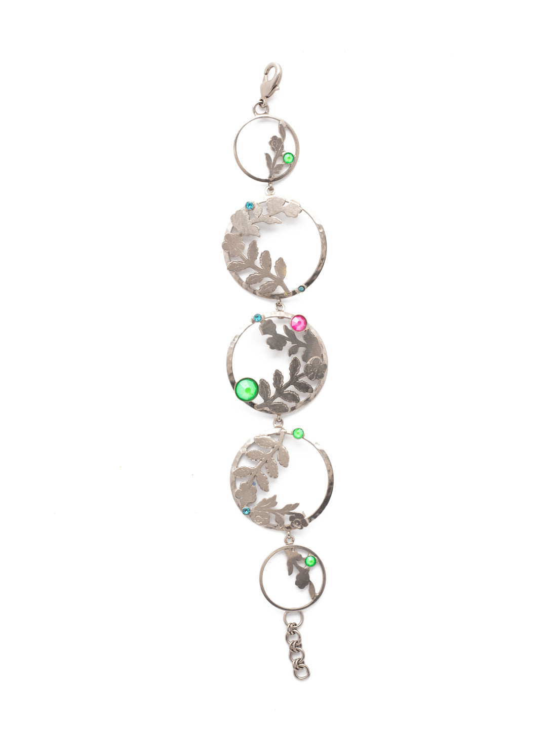 Calypso Statement Bracelet - BEV56ASWDW - <p>Love hoops and metalwork? If you answered "yes," the Calypso Statement Bracelet is a must. Metallic leaf detailing is accented with sparkling crystals. From Sorrelli's Wild Watermelon collection in our Antique Silver-tone finish.</p>