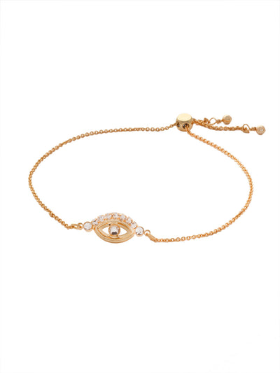 Mini Evil Eye Slider Bracelet - BEV6BGCRY - <p>Feeling a bit edgy? Slip on the Mini Evil Eye Slider Bracelet and show off this protective amulet, studded in sparkling crystals. From Sorrelli's Crystal collection in our Bright Gold-tone finish.</p>