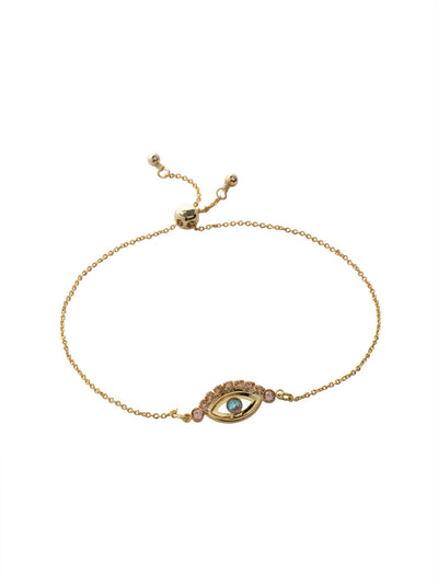 Mini Evil Eye Slider Bracelet - BEV6BGRSU - <p>Feeling a bit edgy? Slip on the Mini Evil Eye Slider Bracelet and show off this protective amulet, studded in sparkling crystals. From Sorrelli's Raw Sugar collection in our Bright Gold-tone finish.</p>