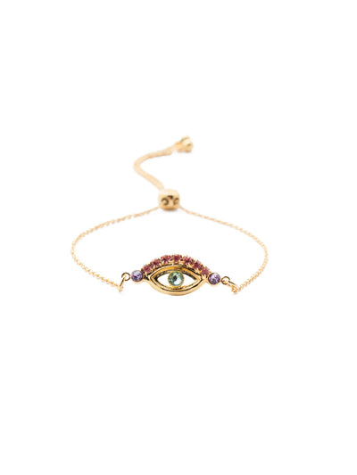 Mini Evil Eye Slider Bracelet - BEV6BGSPR - <p>Feeling a bit edgy? Slip on the Mini Evil Eye Slider Bracelet and show off this protective amulet, studded in sparkling crystals. From Sorrelli's Spring Rain collection in our Bright Gold-tone finish.</p>