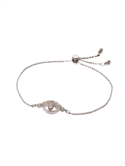 Mini Evil Eye Slider Bracelet - BEV6PDCRY - <p>Feeling a bit edgy? Slip on the Mini Evil Eye Slider Bracelet and show off this protective amulet, studded in sparkling crystals. From Sorrelli's Crystal collection in our Palladium finish.</p>