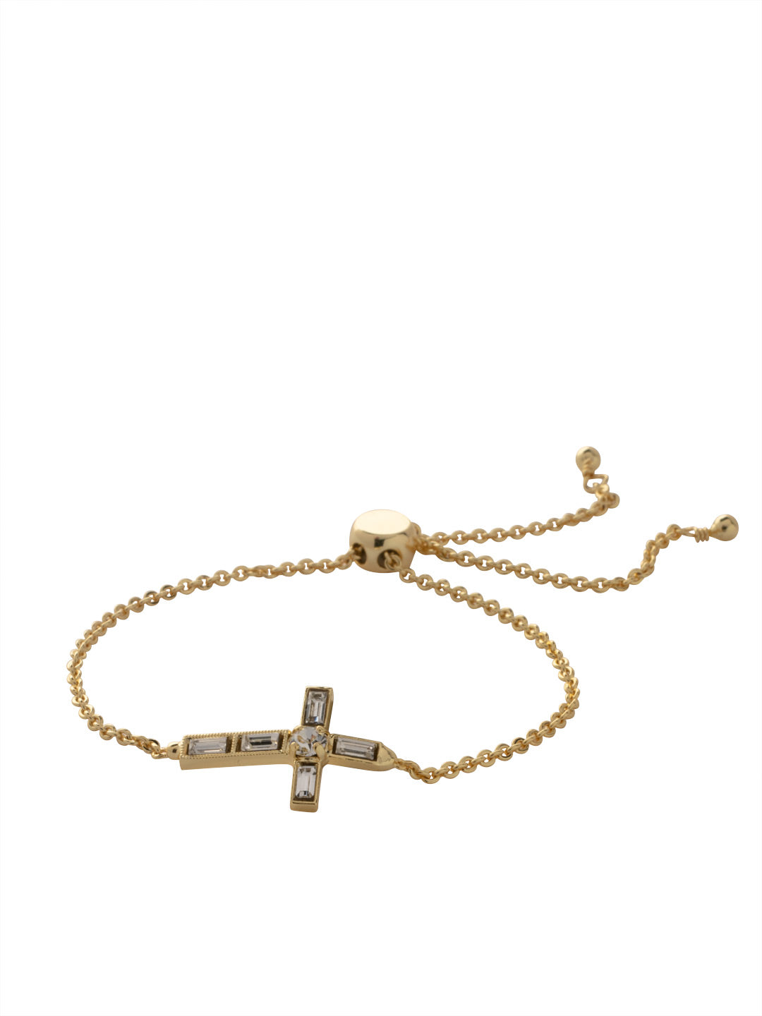 Tiffany Cross Slider Bracelet - BEX6BGCRY - <p>A timeless cross, embellished in assorted crystals, sits prominently on a delicate chain secured with a slider. From Sorrelli's Crystal collection in our Bright Gold-tone finish.</p>