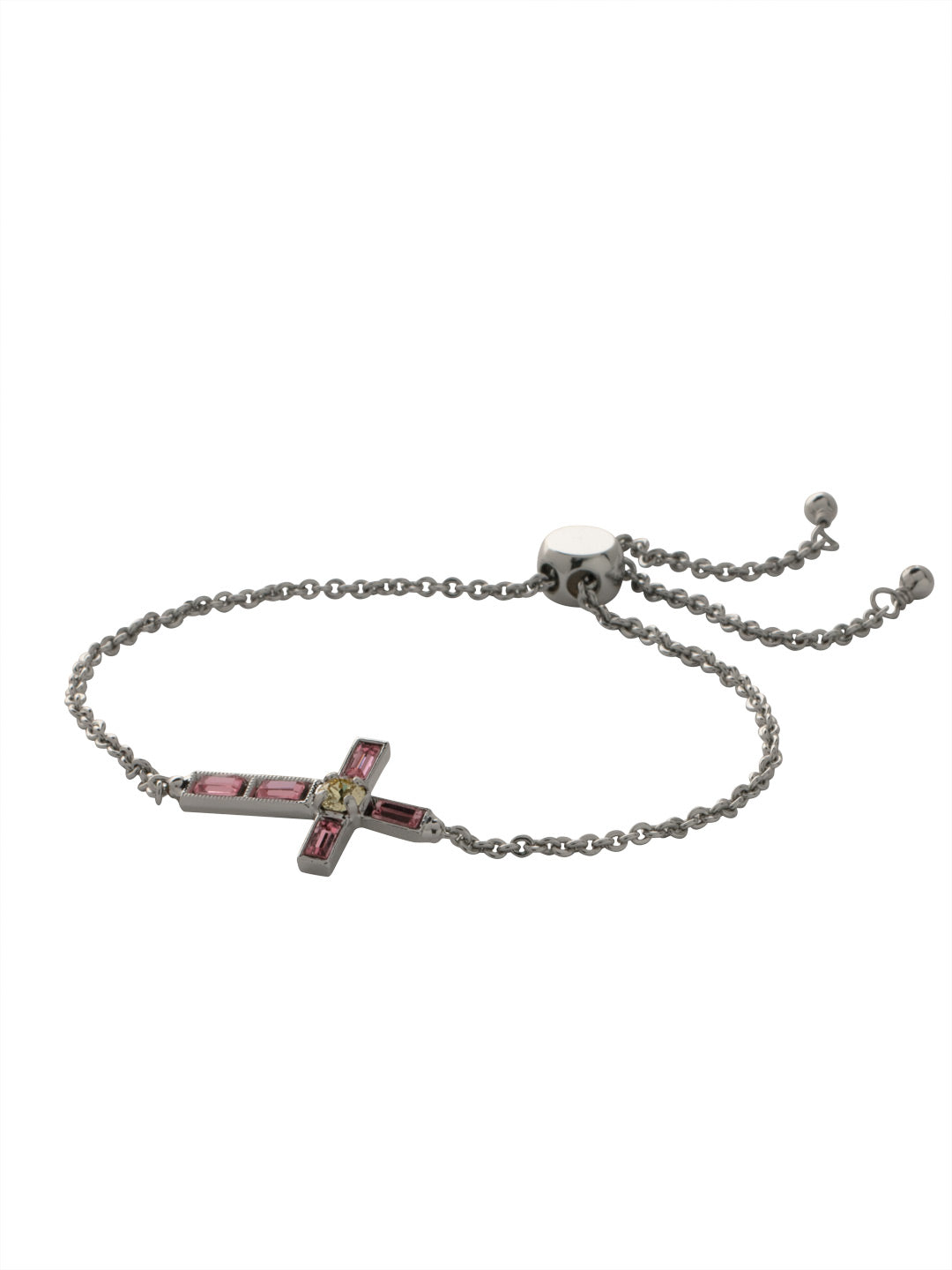 Tiffany Cross Slider Bracelet - BEX6PDPPN - <p>A timeless cross, embellished in assorted crystals, sits prominently on a delicate chain secured with a slider. From Sorrelli's Pink Pineapple collection in our Palladium finish.</p>