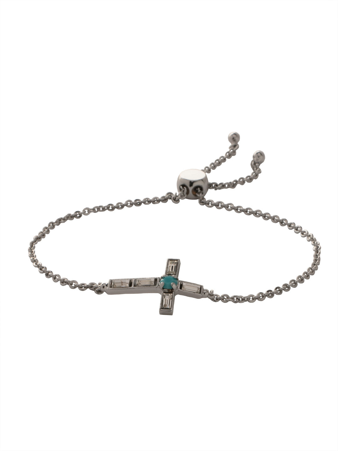 Tiffany Cross Slider Bracelet - BEX6PDSTO - <p>A timeless cross, embellished in assorted crystals, sits prominently on a delicate chain secured with a slider. From Sorrelli's Santorini collection in our Palladium finish.</p>