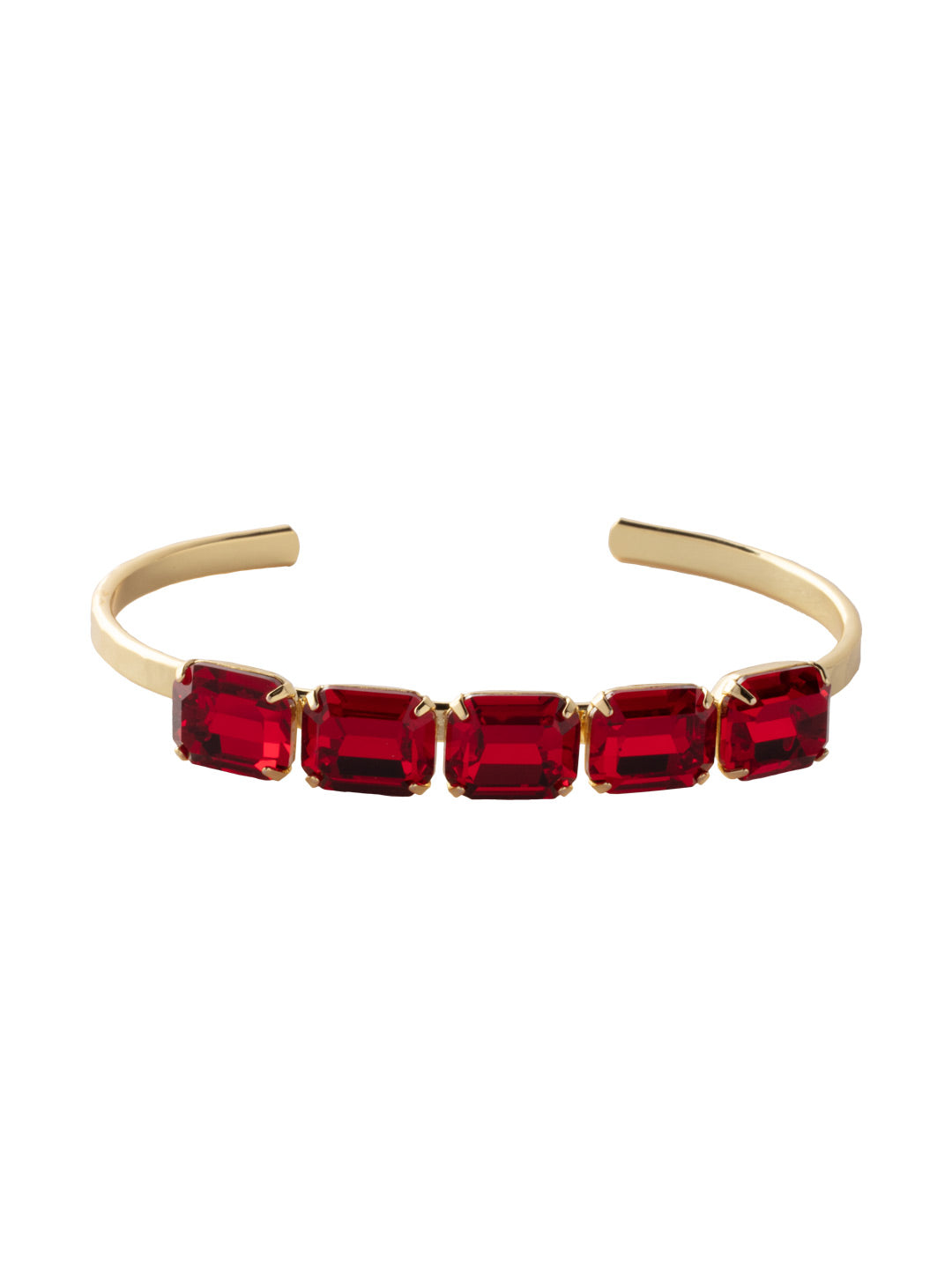 Emmy Cuff Bracelet - BEY40BGCB - <p>The Emmy Cuff Bracelet lines five emerald cut crystals on a metal tone adjustable cuff band to create a perfect piece to wear alone or layer. From Sorrelli's Cranberry collection in our Bright Gold-tone finish.</p>