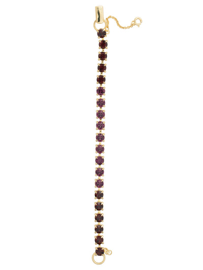 Elsie Tennis Bracelet - BEZ30BGMRL - <p>The Elsie Tennis Bracelet is a classic style that can be worn everywhere. A line of round cut crystals wraps around the full length of the bracelet and secures with a fold-over clasp. From Sorrelli's Merlot collection in our Bright Gold-tone finish.</p>