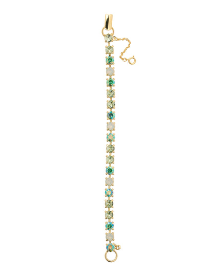 Elsie Tennis Bracelet - BEZ30BGSGR - <p>The Elsie Tennis Bracelet is a classic style that can be worn everywhere. A line of round cut crystals wraps around the full length of the bracelet and secures with a fold-over clasp. From Sorrelli's Sage Green collection in our Bright Gold-tone finish.</p>