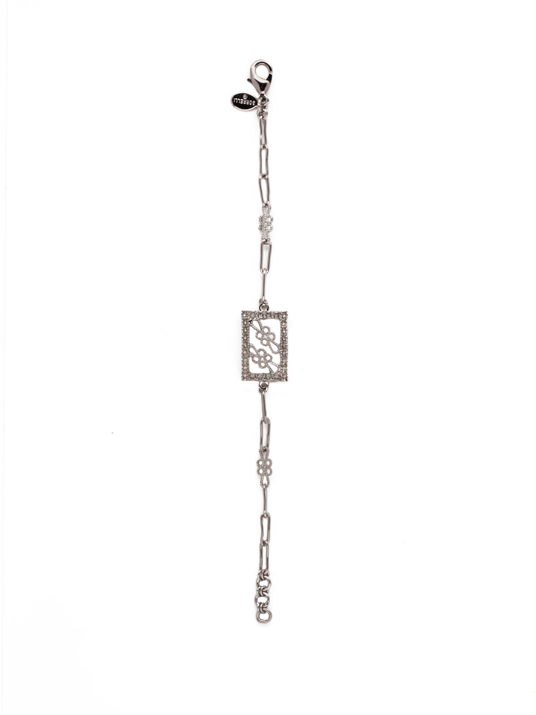 Crissa Tennis Bracelet - BEZ3PDCRY - <p>The Crissa Tennis Bracelet spotlights a delicately detailed rectangle charm on a paperclip chain, secured with a lobster clasp closure. From Sorrelli's Crystal collection in our Palladium finish.</p>