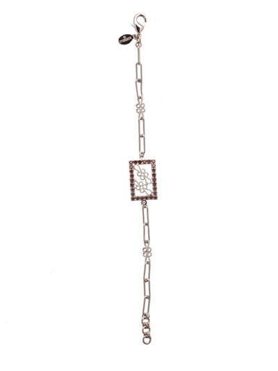 Crissa Tennis Bracelet - BEZ3PDSIP - The Crissa Tennis Bracelet spotlights a delicately detailed rectangle charm on a paperclip chain, secured with a lobster clasp closure. From Sorrelli's Sienna Plum collection in our Palladium finish.