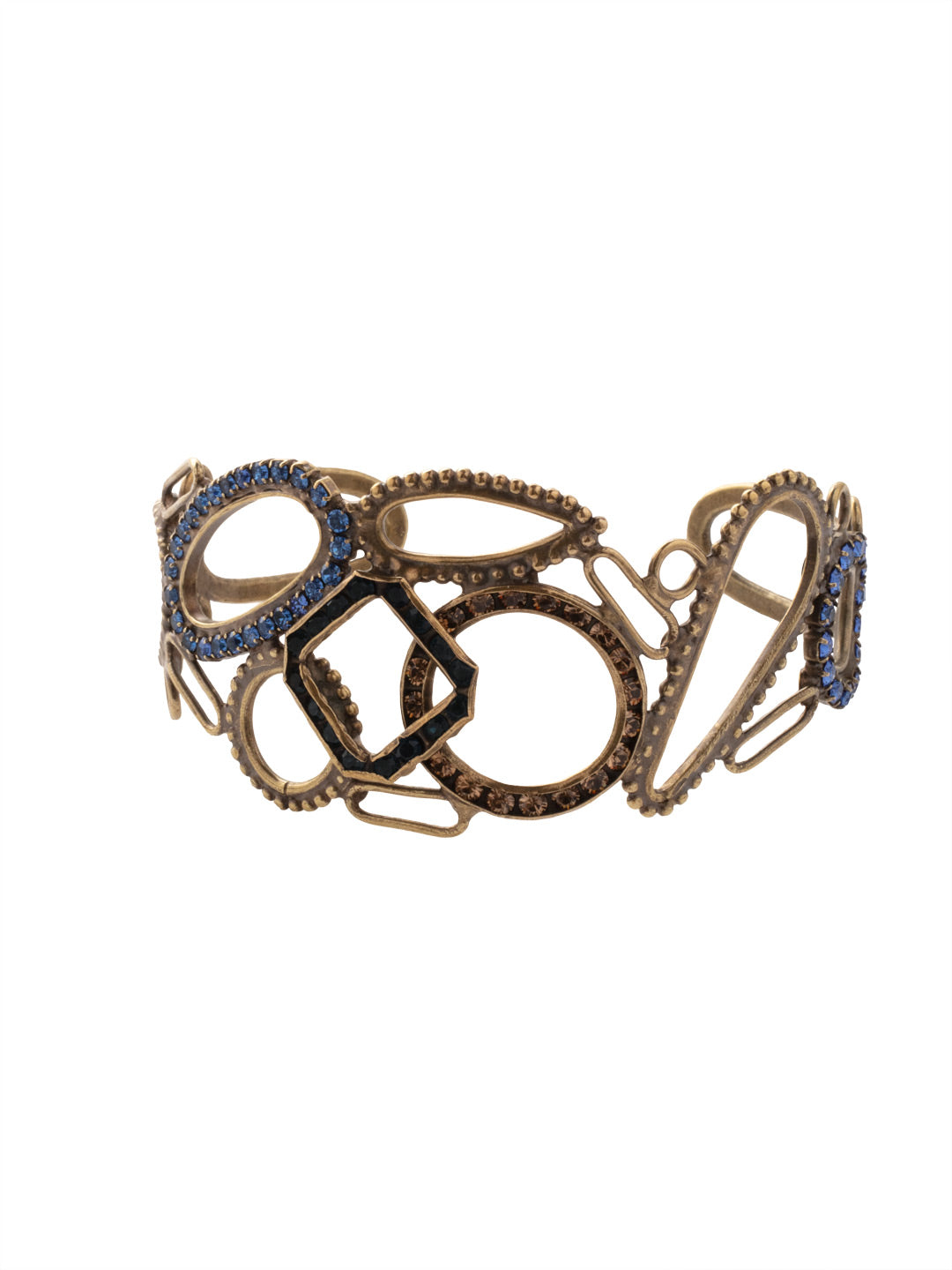 Ramona Cuff Bracelet - BFC11AGVBN - <p>The Ramona Cuff Bracelet features an assortment of crystal embellished links, creating a gorgeous statement piece. From Sorrelli's Venice Blue collection in our Antique Gold-tone finish.</p>