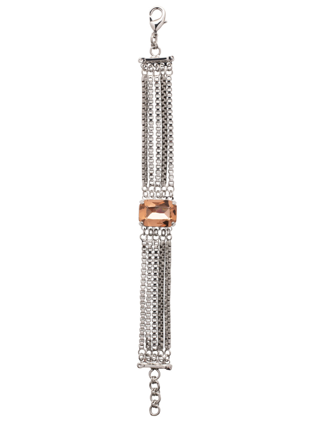 Brynn Tennis Bracelet - BFC2PDSNB - <p>The Brynn Tennis Bracelet features a single emerald cut crystal with rows of box chains, secured by a lobster claw clasp. From Sorrelli's Snow Bunny collection in our Palladium finish.</p>
