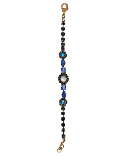 Shoshanna Triple Halo Tennis Bracelet - BFC31AGVBN - <p>The Shoshanna Triple Halo Tennis Bracelet features three halo freshwater pearls on a crystal studded adjustable chain, secured with a lobster claw clasp. From Sorrelli's Venice Blue collection in our Antique Gold-tone finish.</p>