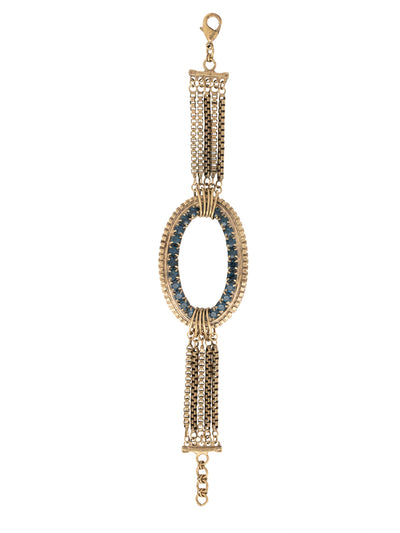 Sierra Layered Bracelet - BFC46AGVBN - <p>The Sierra Layered Bracelet features a crystal embellished oval hoop with layers of box chains, connected on an adjustable chain secured with a lobster claw clasp. From Sorrelli's Venice Blue collection in our Antique Gold-tone finish.</p>