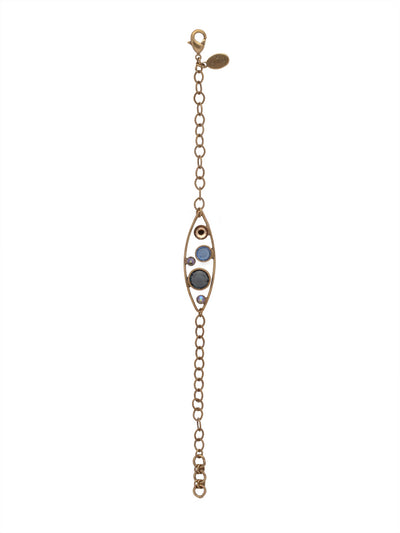 Charlene Tennis Bracelet - BFC50AGVBN - <p>The Charlene Tennis Bracelet features a crystal channel filled oblong metal hoop on an adjustable chain. From Sorrelli's Venice Blue collection in our Antique Gold-tone finish.</p>