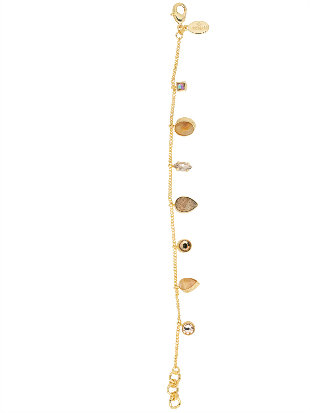 Elaina Tennis Bracelet - BFC70BGRSU - <p>The Elaina Tennis Bracelet features an assortment of delicate crystal and semi-precious charms on an adjustable lightweight chain, secured with a lobster claw clasp. From Sorrelli's Raw Sugar collection in our Bright Gold-tone finish.</p>