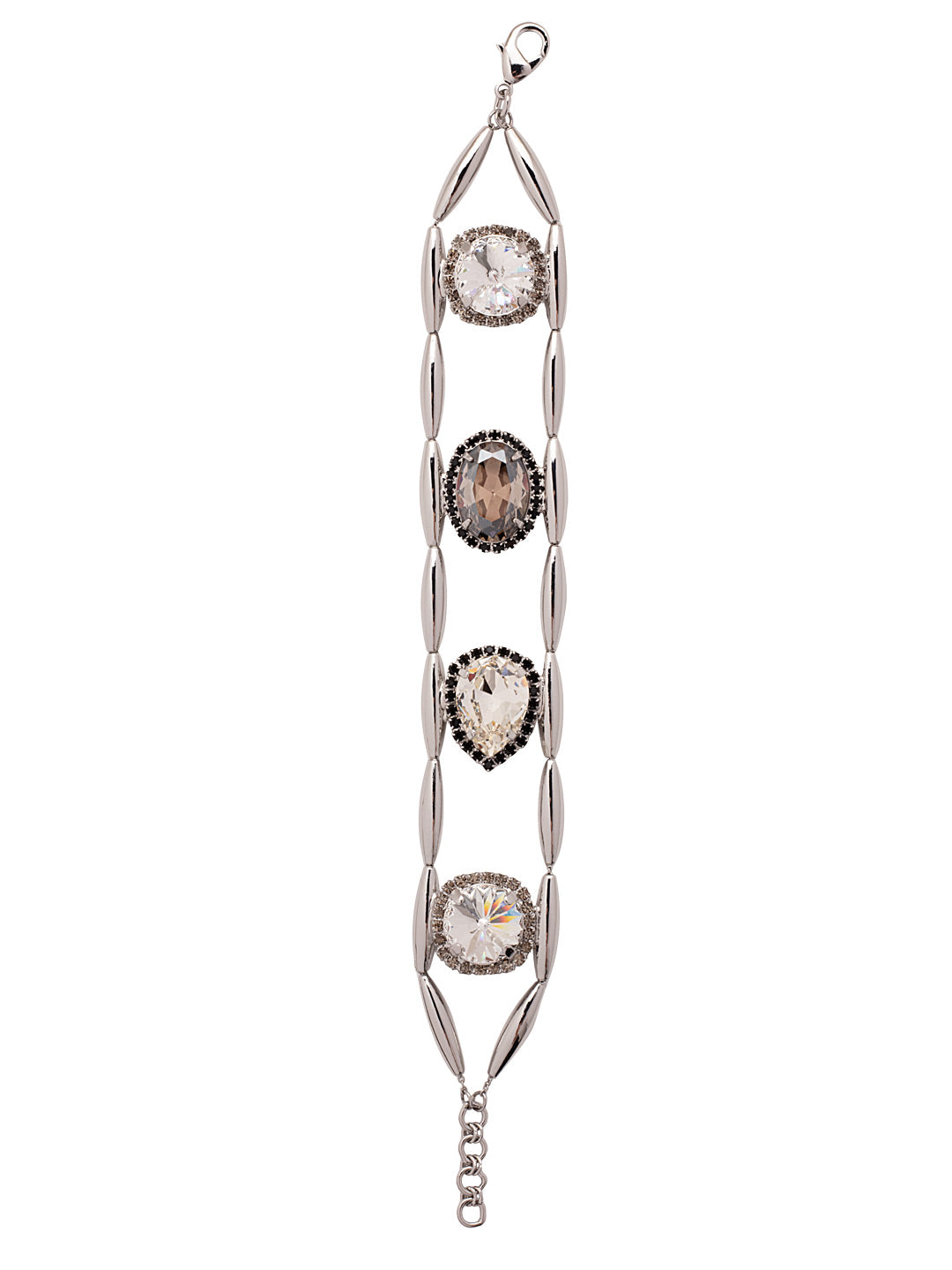 Giselle Tennis Bracelet - BFC80PDSNI - <p>The Giselle Tennis Bracelet features a row of assorted halo cut crystals nestled between tubular chains, secured by a lobster claw clasp on an adjustable chain. From Sorrelli's Starry Night collection in our Palladium finish.</p>