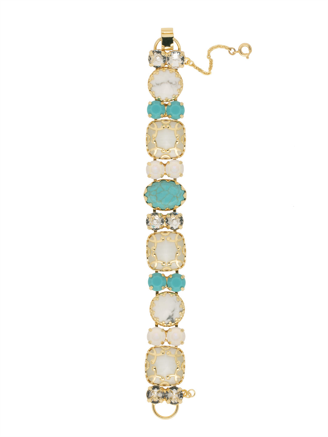 Rozelyn Tennis Bracelet - BFD43BGSTO - <p>The Rozelyn Tennis Necklace features an assortment of oval and round crystals and semi-precious stones, set within intricately detailed metal bezels, creating a timeless statement piece that can be worn for a lifetime. From Sorrelli's Santorini collection in our Bright Gold-tone finish.</p>