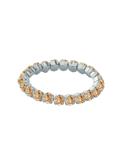 7 inch Sienna Stretch Bracelet - BFD50PDDCH - <p>A modern take on a classic style, the Sienna Stretch Bracelet features a line of crystals on a sturdy jewelers' filament, stretching to fit most wrists comfortably, without the hassle of a clasp! (7 inches in diameter, fits average wrist sizes) From Sorrelli's Dark Champagne collection in our Palladium finish.</p>