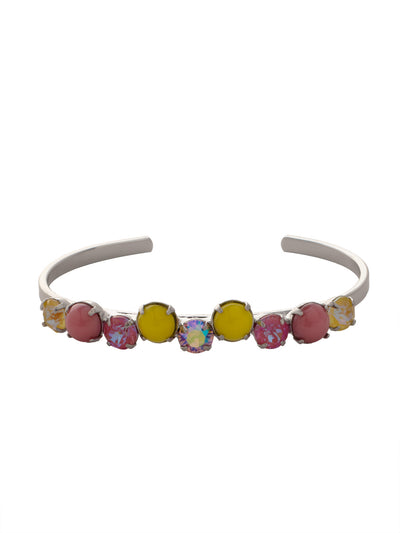 Xena Cuff Bracelet - BFF11PDPPN - <p>A row of delicate semi-precious stones are highlighted on a thin adjustable metal cuff, creating the Xena Cuff Bracelet. From Sorrelli's Pink Pineapple collection in our Palladium finish.</p>