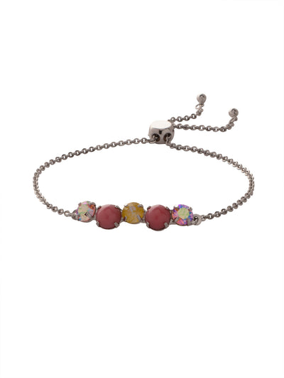 Xena Slider Bracelet - BFF1PDPPN - <p>The Xena Slider Bracelet features a line of round semi-precious stones on a delicate adjustable chain. From Sorrelli's Pink Pineapple collection in our Palladium finish.</p>