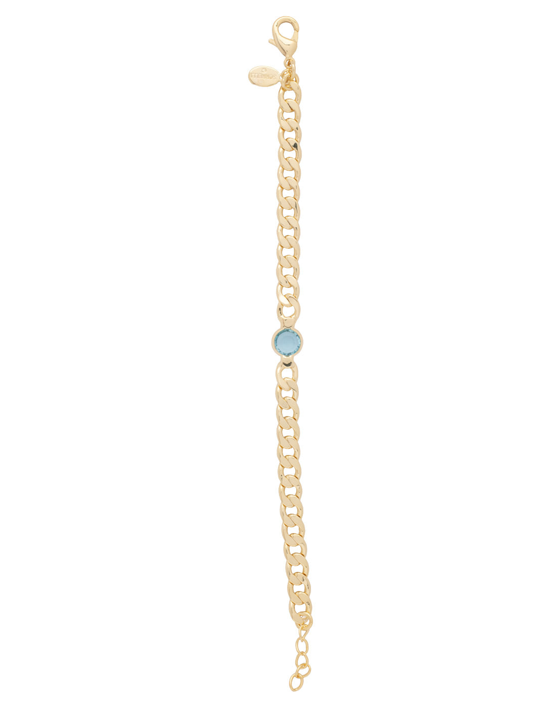 Dewdrop Tennis Bracelet - BFK2BGAQU - <p>The Dewdrop Tennis Bracelet features a single clear cut channel on an adjustable curb chain, secured with a lobster claw clasp. From Sorrelli's Aquamarine collection in our Bright Gold-tone finish.</p>