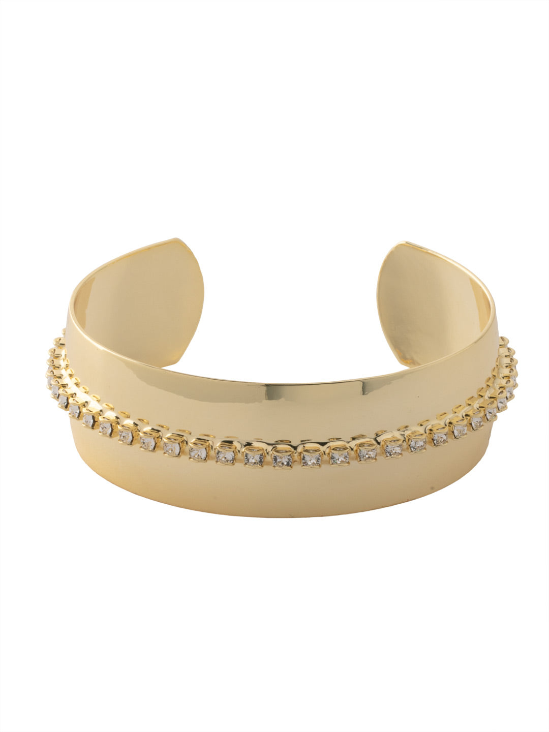 Embellished Cuff Bracelet - BFK3BGCRY - <p>The Embellished Cuff Bracelet features a domed band cuff embellished with a line of clear crystals. From Sorrelli's Crystal collection in our Bright Gold-tone finish.</p>