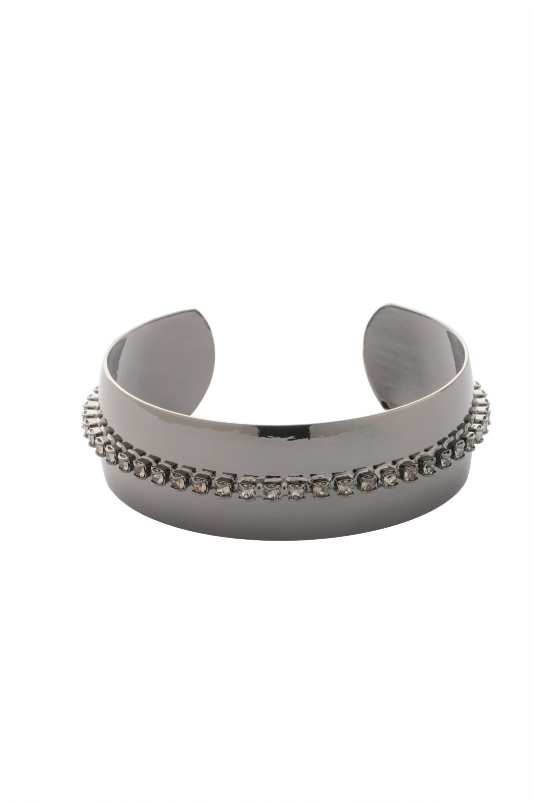 Embellished Cuff Bracelet - BFK3GMBD - <p>The Embellished Cuff Bracelet features a domed band cuff embellished with a line of clear crystals. From Sorrelli's Black Diamond collection in our Gun Metal finish.</p>