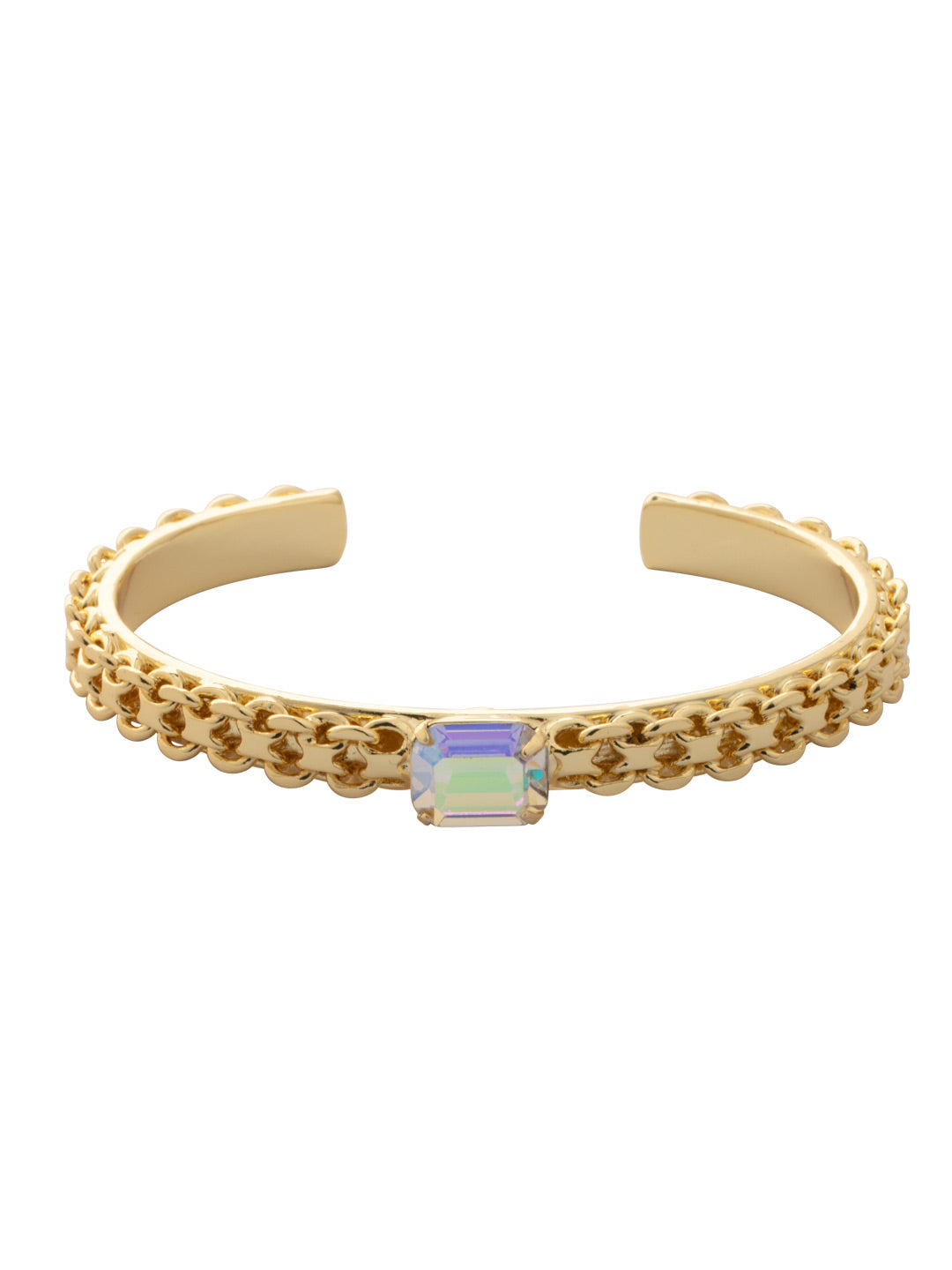 Octavia Cuff Bracelet - BFK6BGCAB - <p>The Octavia Cuff Bracelet features a frozen curb link chain design on an adjustable metal band, embellished with a single emerald cut crystal. From Sorrelli's Crystal Aurora Borealis collection in our Bright Gold-tone finish.</p>