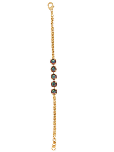 Shannon Tennis Bracelet - BFL1BGVO - <p>The Shannon Tennis Bracelet features a line of five round-cut crystals on an adjustable rope chain, secured by a lobster claw clasp. From Sorrelli's Volcano collection in our Bright Gold-tone finish.</p>