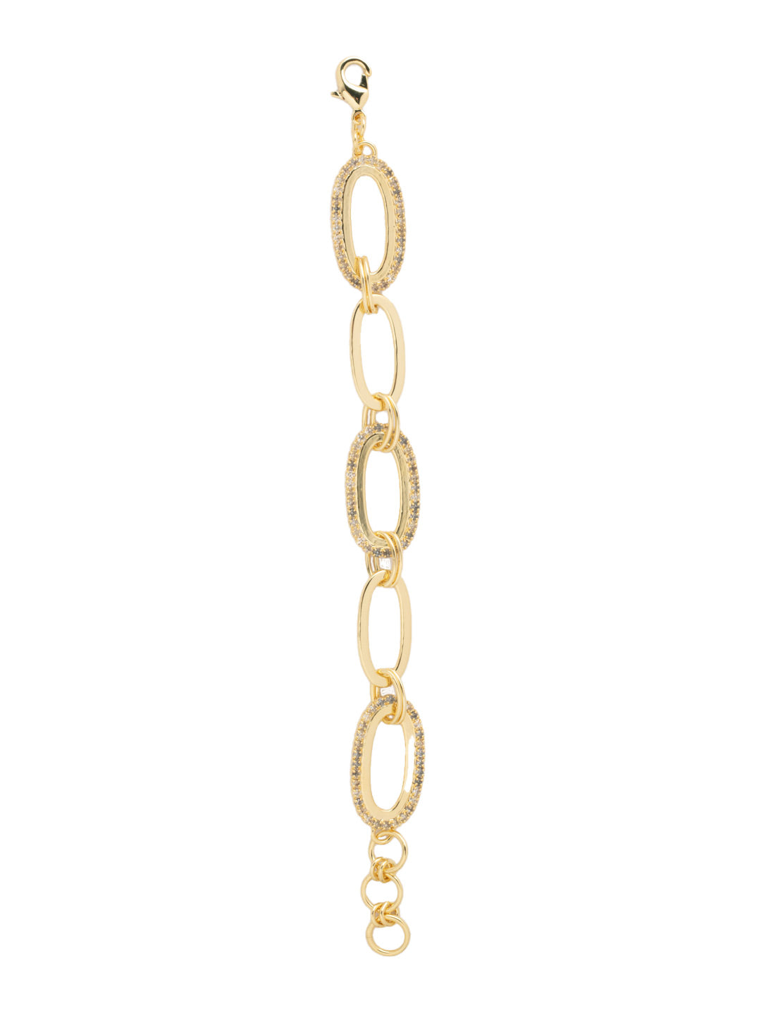 Tori Tennis Bracelet - BFL4BGCRY - <p>The Tori Tennis Bracelet features alternating rhinestone and metal chain links on an adjustable chain secured with a lobster claw clasp. From Sorrelli's Crystal collection in our Bright Gold-tone finish.</p>