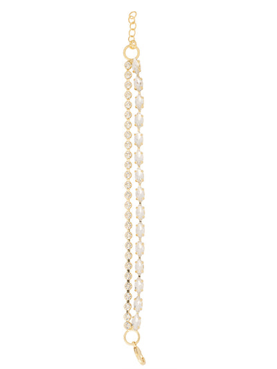 Clarissa Layered Tennis Bracelet - BFL6BGCRY - <p>The Clarissa Layered Tennis Bracelet features a rhinestone chain and navette crystal chain layered on an adjustable chain, secured with a lobster claw clasp. From Sorrelli's Crystal collection in our Bright Gold-tone finish.</p>
