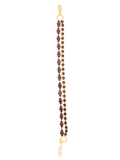 Clarissa Layered Tennis Bracelet - BFL6BGMRL - <p>The Clarissa Layered Tennis Bracelet features a rhinestone chain and navette crystal chain layered on an adjustable chain, secured with a lobster claw clasp. From Sorrelli's Merlot collection in our Bright Gold-tone finish.</p>