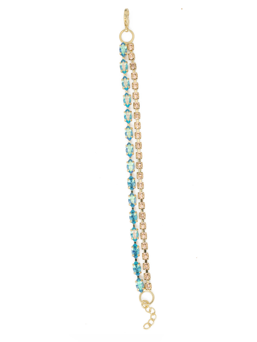 Clarissa Layered Tennis Bracelet - BFL6BGPRT - <p>The Clarissa Layered Tennis Bracelet features a rhinestone chain and navette crystal chain layered on an adjustable chain, secured with a lobster claw clasp. From Sorrelli's Portofino collection in our Bright Gold-tone finish.</p>