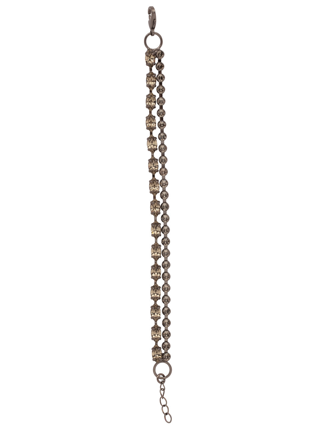 Clarissa Layered Tennis Bracelet - BFL6GMBD - <p>The Clarissa Layered Tennis Bracelet features a rhinestone chain and navette crystal chain layered on an adjustable chain, secured with a lobster claw clasp. From Sorrelli's Black Diamond collection in our Gun Metal finish.</p>