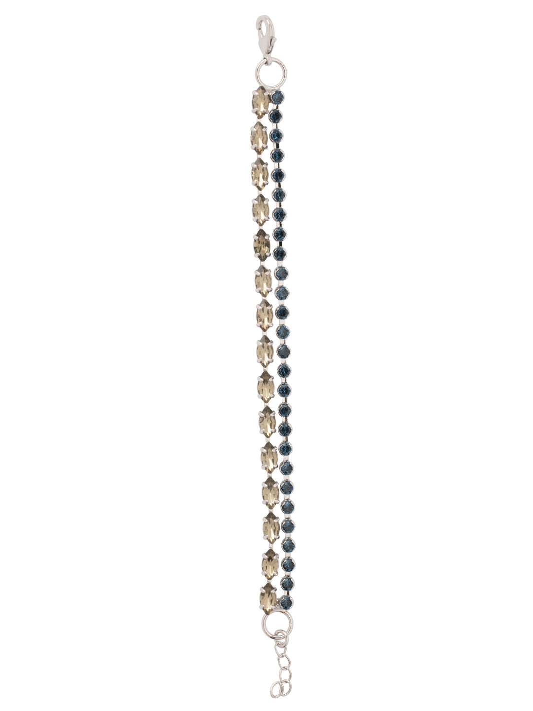 Clarissa Layered Tennis Bracelet - BFL6PDASP - <p>The Clarissa Layered Tennis Bracelet features a rhinestone chain and navette crystal chain layered on an adjustable chain, secured with a lobster claw clasp. From Sorrelli's Aspen SKY collection in our Palladium finish.</p>
