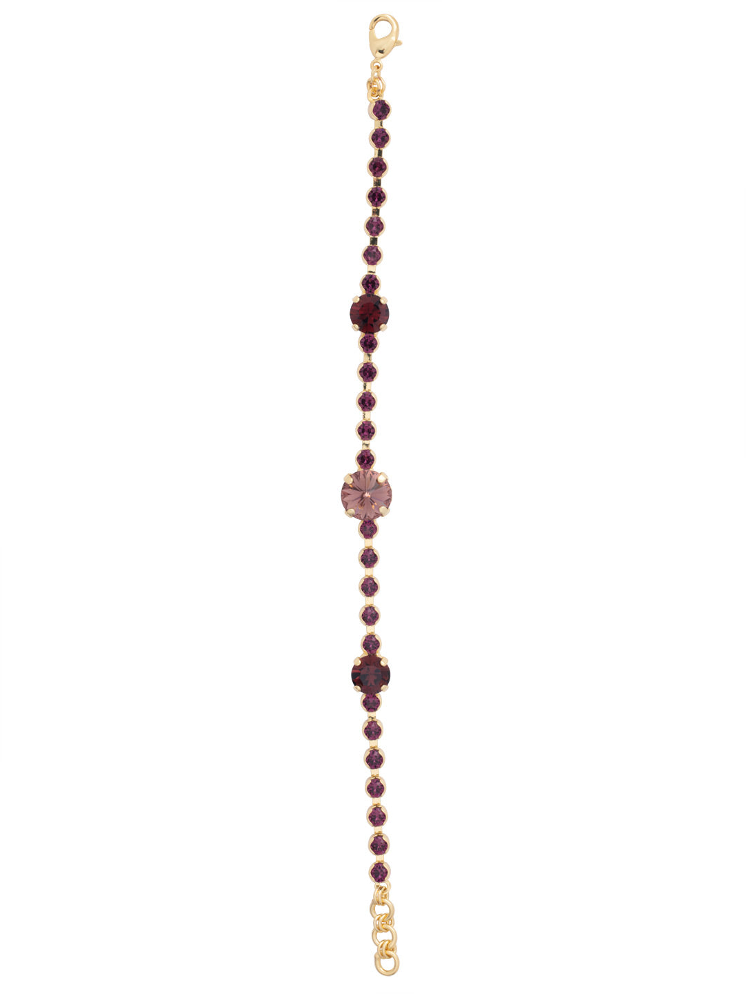 Hazel Tennis Bracelet - BFL9BGMRL - <p>The Hazel Tennis Bracelet features an adjustable rhinestone chain featuring accented round and rivoli cut crystals, secured with a lobster claw clasp. From Sorrelli's Merlot collection in our Bright Gold-tone finish.</p>