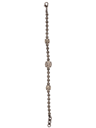 Hazel Tennis Bracelet - BFL9GMBD - <p>The Hazel Tennis Bracelet features an adjustable rhinestone chain featuring accented round and rivoli cut crystals, secured with a lobster claw clasp. From Sorrelli's Black Diamond collection in our Gun Metal finish.</p>