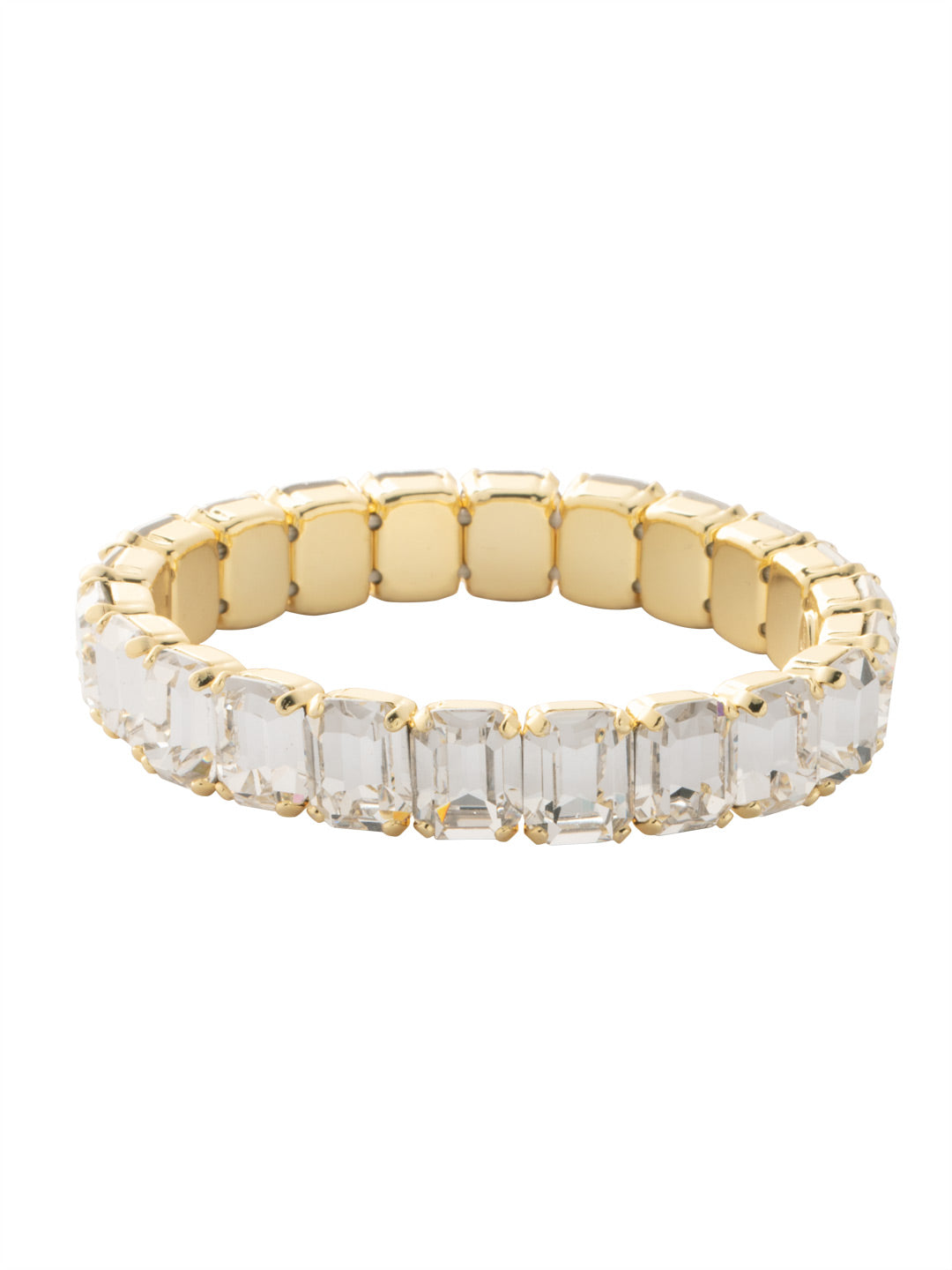 7 inch Octavia Stretch Bracelet - BFM30BGCRY - <p>The 7 inch Octavia Stretch Bracelet features a line of emerald cut crystals on a sturdy jewelers' filament, stretching to fit most wrists comfortably, without the hassle of a clasp! (7 inches, fits average wrist sizes) From Sorrelli's Crystal collection in our Bright Gold-tone finish.</p>