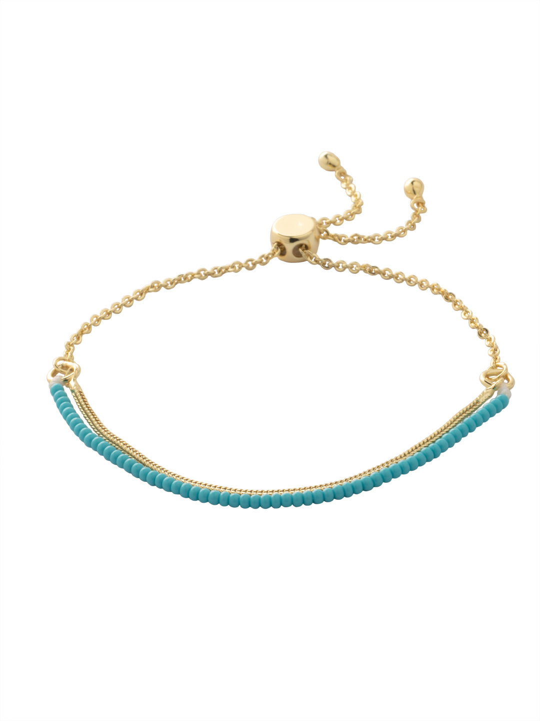 Beaded Slider Bracelet - BFM40BGSTO - <p>The Beaded Slider Bracelet features a half line of beads and a rope chain on a classic, adjustable slider chain. From Sorrelli's Santorini collection in our Bright Gold-tone finish.</p>
