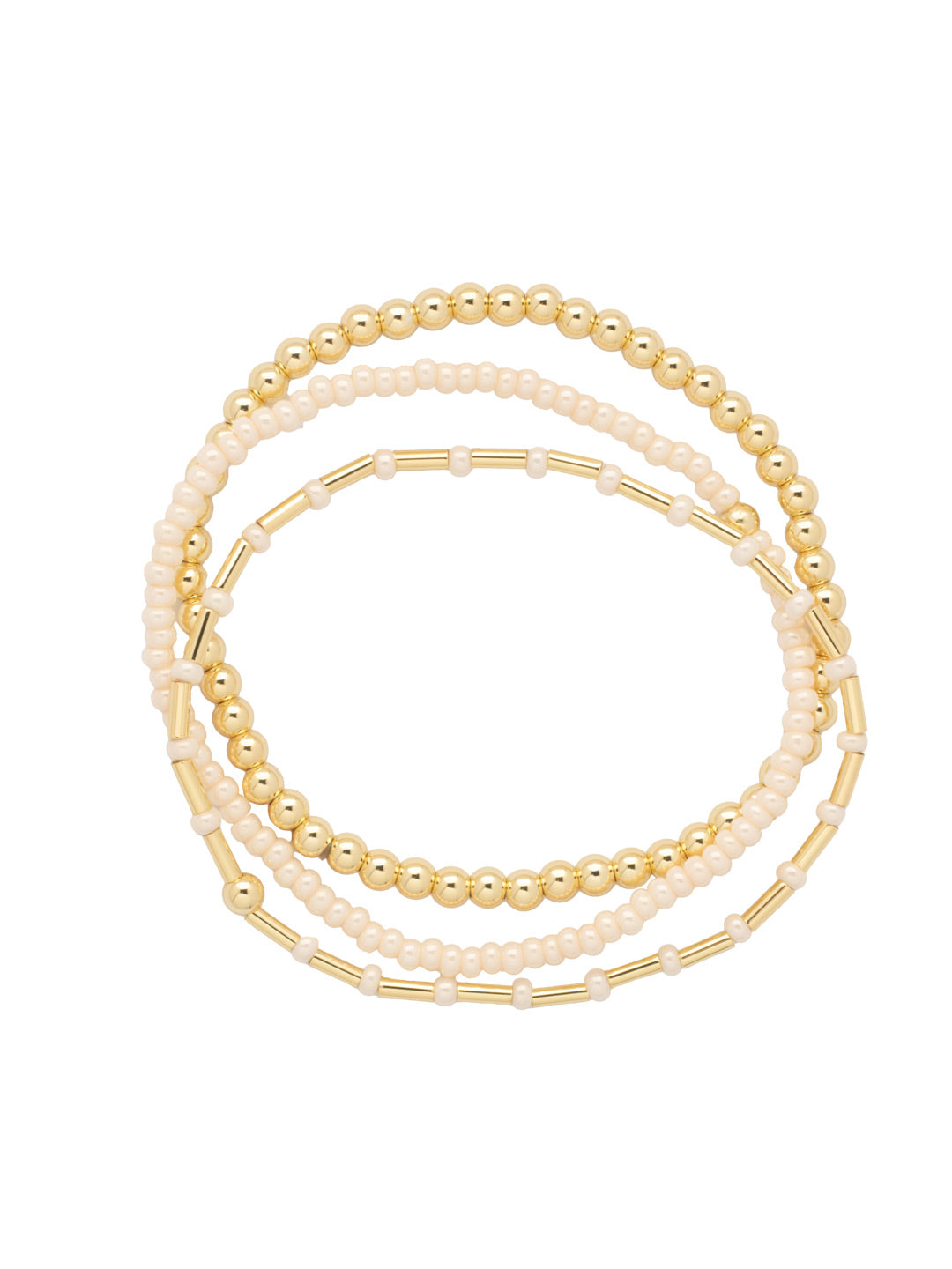 Trina Stretch Bracelet - BFM5BGMDP - <p>The Trina Stretch Bracelets features 3 assorted stretch bracelets; perfect to mix, match, and stack with your favorite bracelets! From Sorrelli's Modern Pearl collection in our Bright Gold-tone finish.</p>
