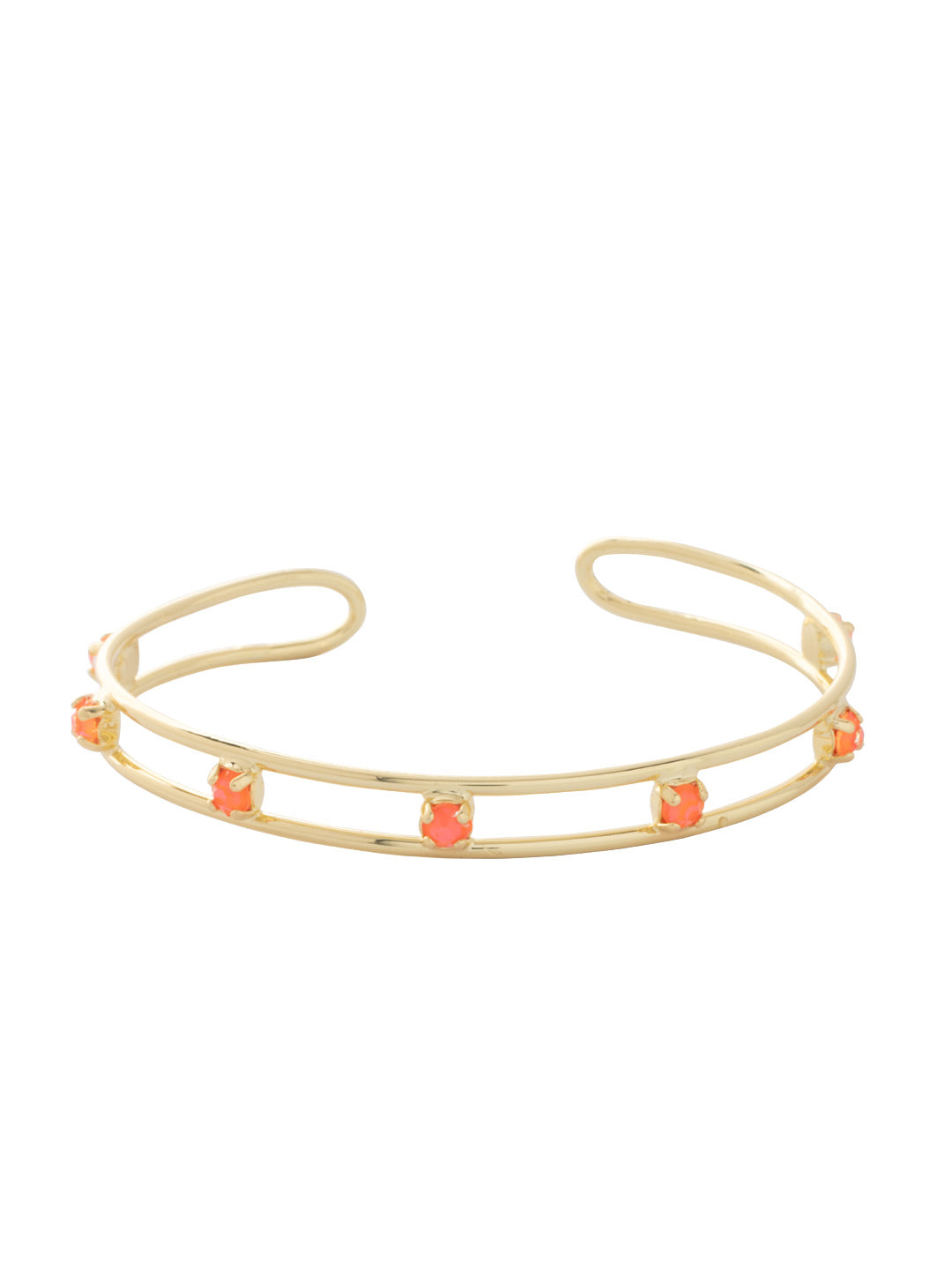 Aerie Cuff Bracelet - BFM6BGETO - <p>The Aerie Cuff Bracelet features an open adjustable cuff band studded with round cut crystals. From Sorrelli's Electric Orange collection in our Bright Gold-tone finish.</p>