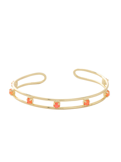 Aerie Cuff Bracelet - BFM6BGETO - <p>The Aerie Cuff Bracelet features an open adjustable cuff band studded with round cut crystals. From Sorrelli's Electric Orange collection in our Bright Gold-tone finish.</p>
