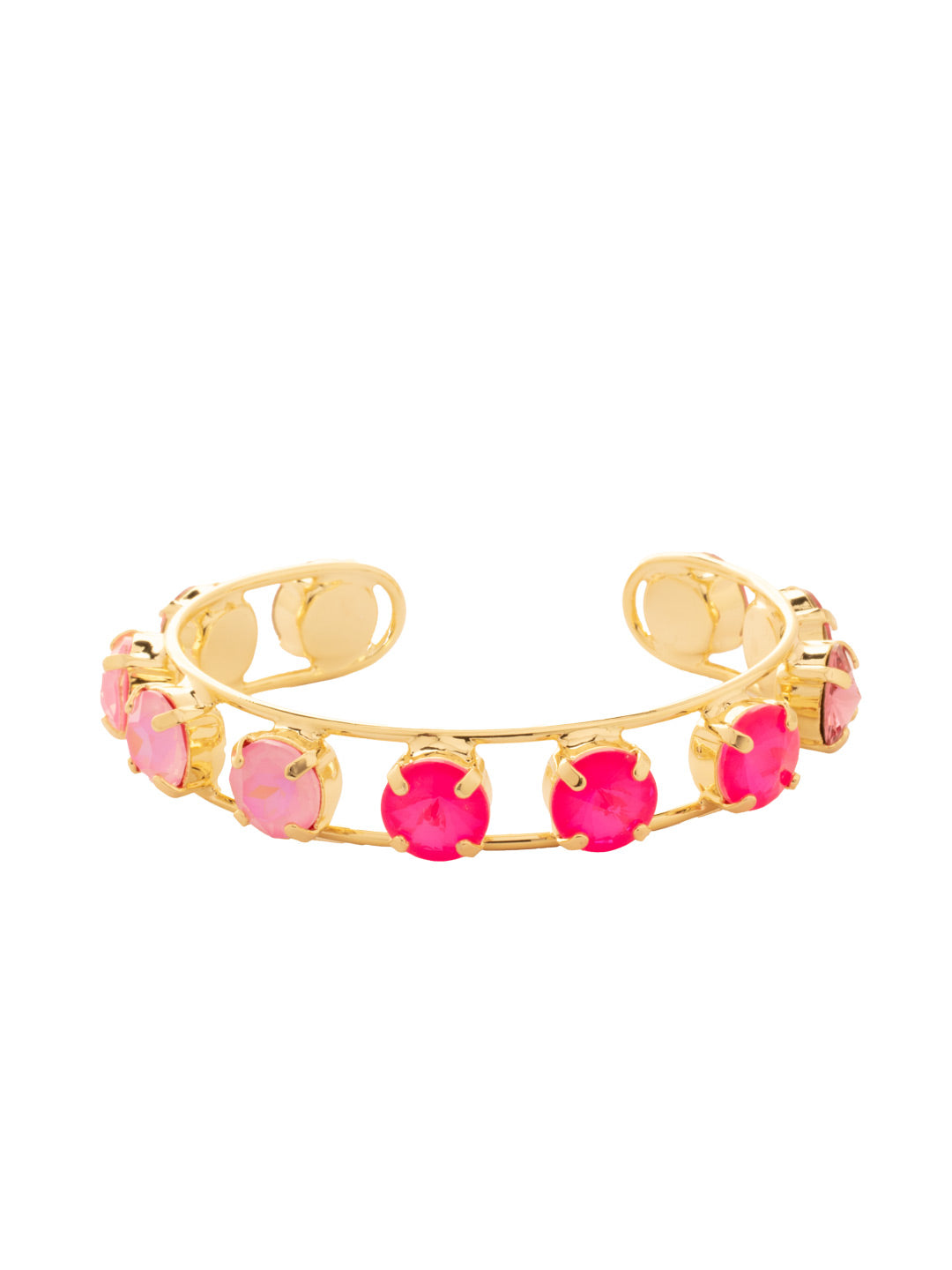 Open Crystal Cuff Bracelet - BFN17BGBFL - <p>The Open Crystal Cuff Bracelet features an open band with rivoli round cut crystals, adjustable to fit various wrist sizes. From Sorrelli's Big Flirt collection in our Bright Gold-tone finish.</p>